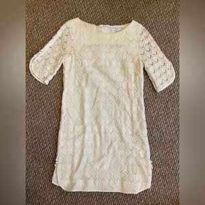 Trina Turk Cream Lace Dress with Half Sleeves